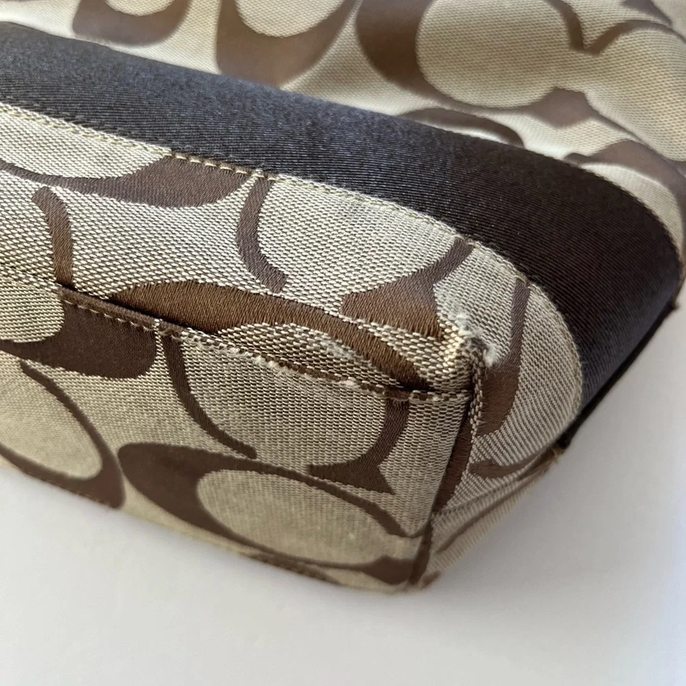 Coach Brown Sig Stripe Tote